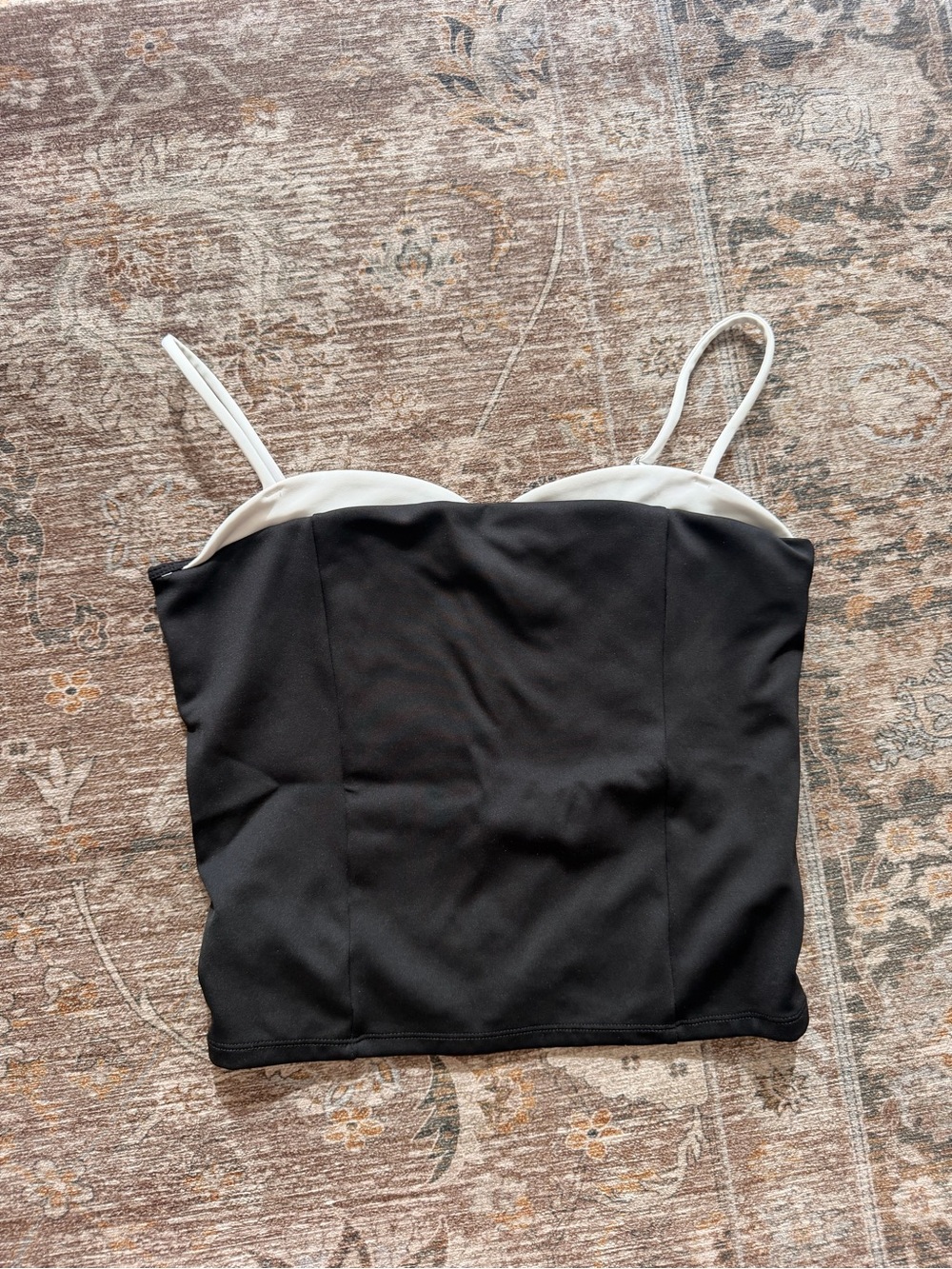 Amazon Black Bustier Crop Top with White Trim